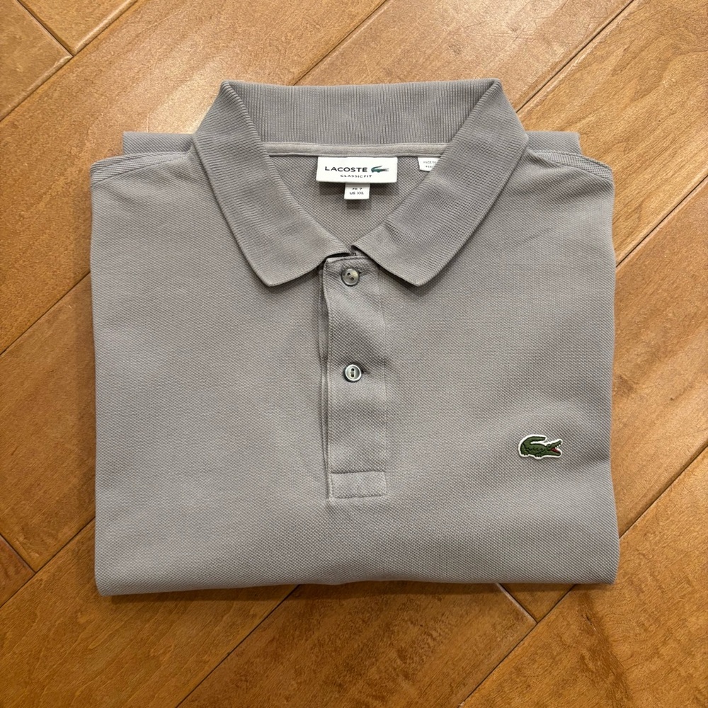 LACOSTE Men’s Classic Fit Light Gray Cotton Short Sleeve Polo XXL
